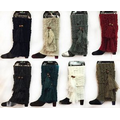 Solid Color Knitted Boot Topper Leg Warmer